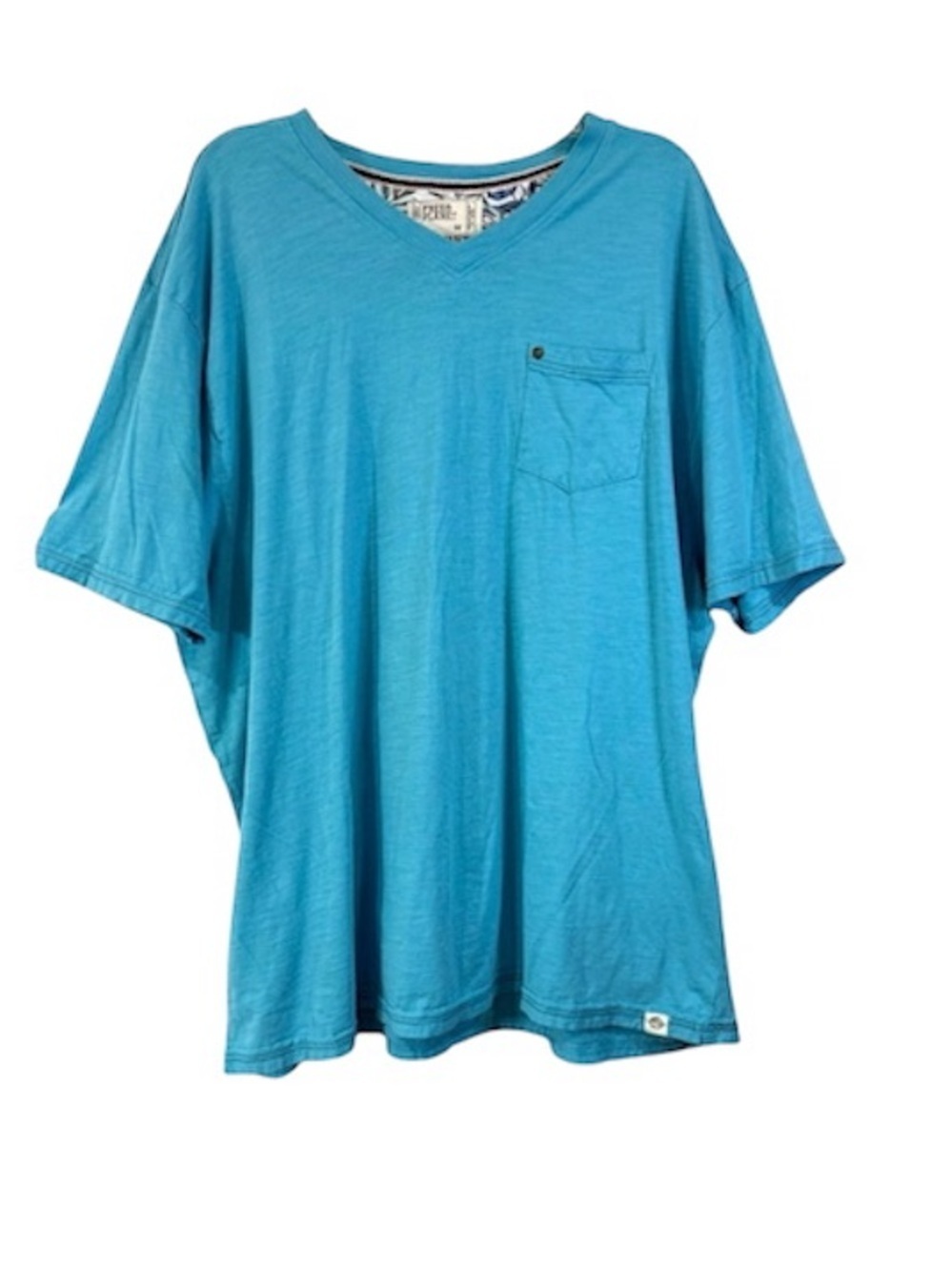 Free Planet Men V Neck Short Sleeve T Shirt 100% Organic Cotton Blue Size 3XL